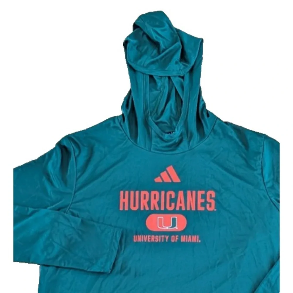 Adidas Miami Hurricanes Men's Large Tall Lightweight Hoodie Sweatshirt Green NWT